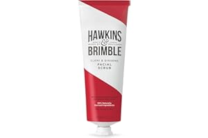 Hawkins & Brimble Mens Facial Scrub 125 ml - Walnut & Almond Pre Skin Face Exfoliator For Men | Pre Shave Lotion