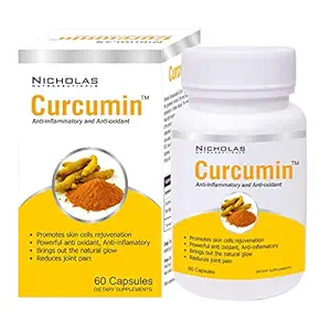 Nicholas Nutraceuticals Curcumin 500mg (Curcuma Longa Extract with Piper Nigrum Extract) - Powerful anti oxidant, Anti-inflammatory Supplement- 60 Capsules
