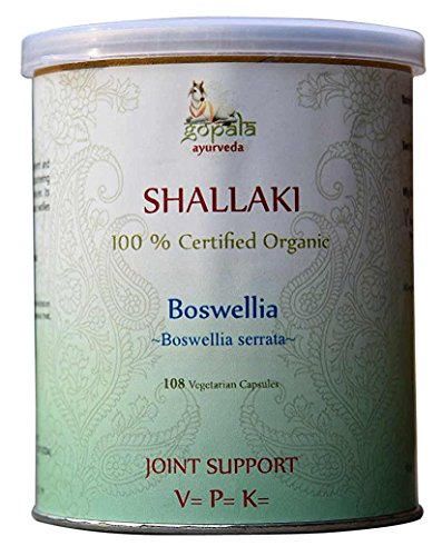 Preisvergleich Produktbild Organic Shallaki Joint Support (Sallaki) Boswellia serrata Indian Frankincense Weihrauch 108 Vege Caps of 500mg each USDA Certified *Ship from UK