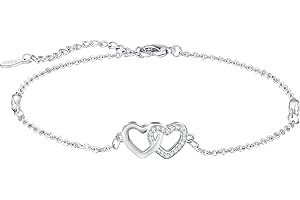 Cosie Lily Women Anklet Endless Love Foot Chain Sterling Silver CZ Double Heart Anklet Bracelet Jewellery Gift for Women