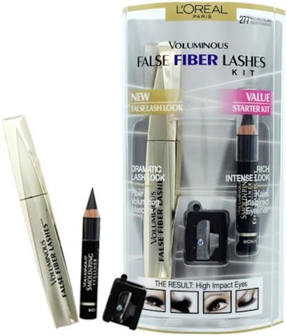 L'Oreal Voluminous False Fibre Lashes Mascara & Eyeliner Kit Blackest Black/Black 277