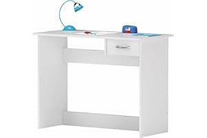 ABITTI Escritorio Mesa de Estudio Oficina Juvenil 100 cm. Blanco Ordenador Habitación Infantil Despacho