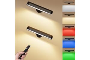KENNEAS 18 Colors Battery Operated Wall Light, 7500mAh Rechargeable, 360° Rotate, Touch & Remote Control, Dimmable, Timer, 350 Lumen, Black, 2 Pack, Indoor, Modern, Bedrooms, Living Rooms, Hallways