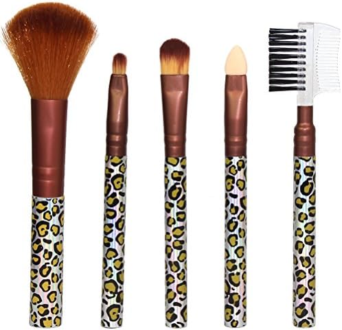 YINGMAN 5 Pcs Sexy Leopard Stripes Cosmetic Makeup Tool Brush Kit Travel Set