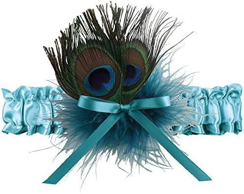 Ivy Lane Design Katy Marabou Garter with Peacock Feather, Jade