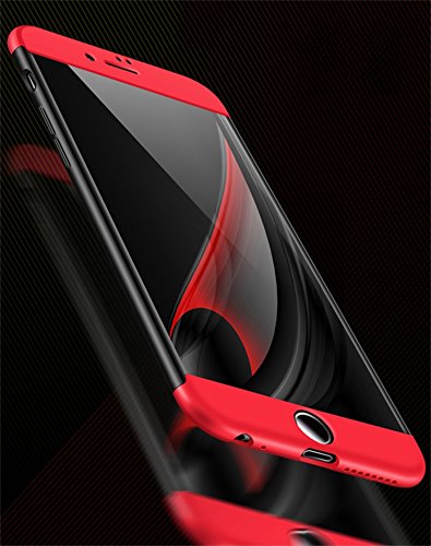 iPhone 6 Hülle, Aostar 3 in 1 Ultra Dünner PC Harte Case 360 Grad Ganzkörper Schützend Handyhülle Case Cover Bumper Schutzhülle Vollschutz Schale für iPhone 6/6s (iPhone 6/6s, Schwarz+Rot) - 2