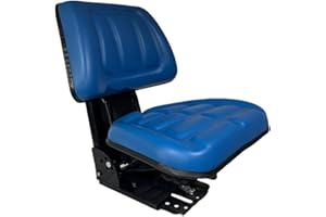 CARRETCAR EUROPEA Asiento Universal PVC Negro Para Carretillas Elevadoras, Tractores, Toritos, Excavadoras, Maquinas Industriales, Maquina Ganadera, Motos Agrícolas, Asiento Segadora, Montacargas (RM30/BLUE)