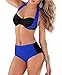 Produktbild LETSDO Bicolor Badeanzug Stilvolle High Waist Royal Blue Schwarz (M Größe Kann Nur die Größentabelle Folgen, Royal Blue Schwarz Stilvolle)