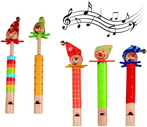 Classic/Traditional Clown Design Wooden Whistle, A Great gift idea for Birthdays, Christmas,Stocking Fillers &amp; Party Favours