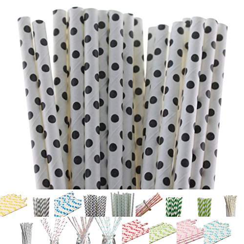 LUFA 25pcs / pack Einmalige Streifen Papier Strohe Einweg Mehrfarbenstrohe für Partei - 4
