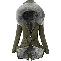 LH ENTERPRISE Womens Outerwear Winter Hooded Warm Faux Fur Coat Jacket (L)