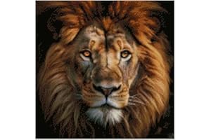 max stitch design Kit de punto de cruz de algodón con diseño del Rey León, 100% algodón, 14 puntadas, 150 x 150 puntadas, 26 x 26 cm de ancho, diseño de animales