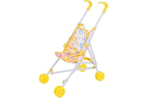 Walopola Single Stroller, Baby Doll Pushchair, Childrens Baby Doll Stroller Toy, Kid Baby Doll Stroller Folding Baby Doll Carriage, Role Play Toy, Adjustable Toy Pram, Doll Toys for Girl Christmas