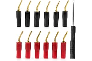 12 Sztuk Pozłacane 2mm Wtyk Bananowy Pin Typu Śrubowego, KUOQIY Wtyki Bananowe 2mm Złącze Wtykowe Głośnikowe Typu Śrubowego (6 Czerwonych + 6 Czarnych)