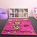 Kids Carpet Cute Owls Modern Children Rug in Pink Fuchsia Green Blue, Size:120x170 cm
