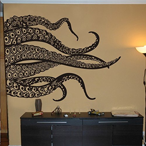 Fashion tentáculos adhesivo para pared pulpo Kraken Océano Animal adhesivo decorativo para pared, vinilo, negro, 44'h x58'w