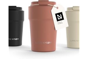LARS NYSØM Thermo Coffee Mug-to-go 380ml | Tasse de voyage 0.38 litre avec isolation | Tasse thermique étanche en acier inoxydable pour le café et le thé (Brick Red, 380ml)