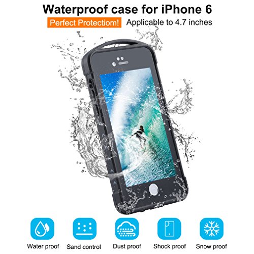 Cozime - Funda iPhone 6 Carcasa Impermeable Cubierta protectora Inteligente de PC Ultra Resistente a Ca  da  color negro