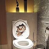 3D Katze Aufkleber Wandaufkleber Wandtattoo Wandsticker Kinderzimmer Badezimmer Dekoration - 3