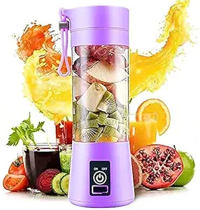 A2S Latest Portable And Rechargeable Battery Operated With 4 Blades Electric USB Juice Maker Juicer Bottle Blender Grinder Mixer ( Multi color ) - Pack Of 1