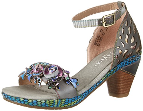 Laura VitaBeline 10 - Sandalias de Punta Descubierta Mujer, Color Gris, Talla 39