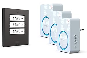 ‎M-E m-e Funkklingel BELL-523 AC Anthrazit mit Sender und Empfänger für 3-Familienhaus | Erweiterbare kabellose Türklingel mit 500 Meter Reichweite | Türglocke für Steckdose