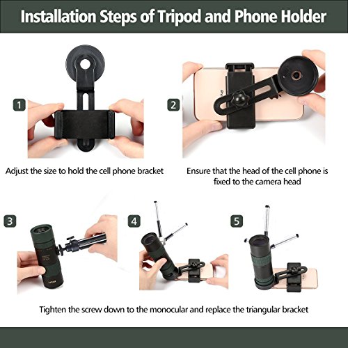 Monokulares Teleskop OUTERDO 7-17*30 Dual Fokus Nachtsicht Fernglas Camping Jagd Reisen Vogelbeobachtung BAK4 Prisma Scope mit dem durablen Tripod und Handy-Adapter wasserdicht Optik Zoom - 4