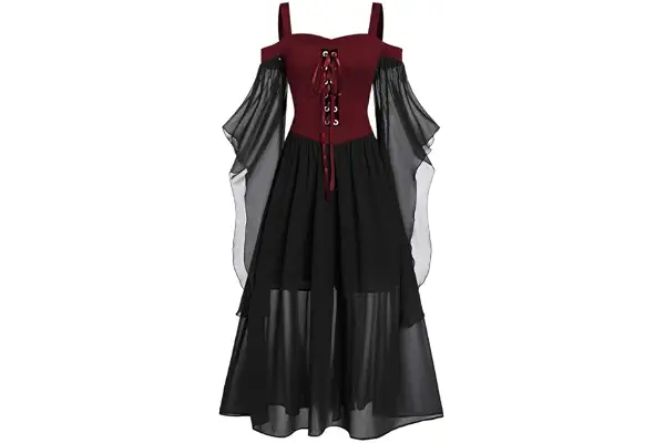 riou Vestidos Medievales Para Mujer Tallas Grandes Halloween Tallas Grandes Gótico Vestido de Noche con Ribete Encaje Disfraces Originales Fiesta Cosplay Disfraz para Carnaval