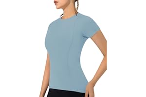 IECCP Sport T-Shirt Damen,Kurzarmshirt WorkoutTops,Rundhalsausschnitt Atmungsaktiv Athletisch Sportshirt Laufen Gym Yoga Top Fitness Oberteil XS-XL