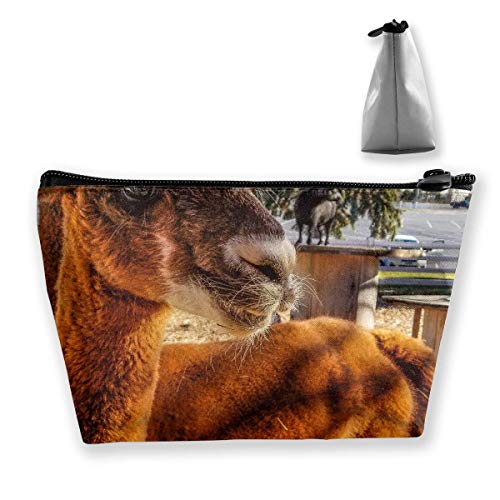 Thin and Small Alpaca Capacité de stockage pour le lavage de voyage avec fermeture à glissière (trapézoïdale)