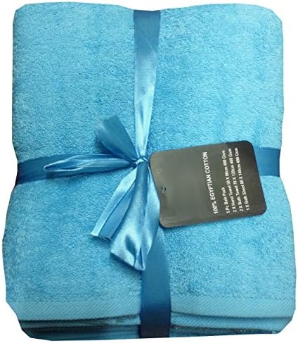 Aqua 400 GSM 100% Cotton 5 Piece Towel Bale - 2 Hand Towels &amp; 2 Bath Towels &amp; 1 Bath Sheet