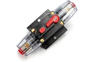 Buwico® DC 12V 20A /30A/ 50A/ 60A/ 80A Car Protection Audio Inline Circuit Breaker Fuse Holder (12V 30A)