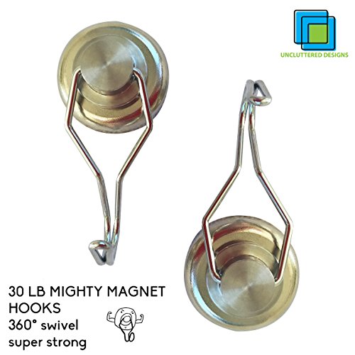 Uncluttered Designs Magnet Wirbelhaken – Hochbelastbare Magnetische Haken Aus Seltenem Neodym Für Aufbewahrung Und Ordnung (4er Pack, hält bis zu 14kg) - 7