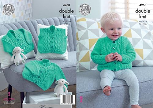King Cole 4968 Knitting Pattern Baby Cardigans and Waistcoat in King Cole Comfort DK