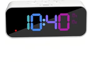Lancoon Reloj digital con pantalla a color RGB, control de voz, multifuncional, LED, grabación de voz, reloj despertador, retroiluminación ajustable, función de repetición de 12/24 horas, enchufe para