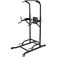 Max Strength® Power Tower Multi-Function Pull Up Rack & Dip Station Abs Dip Station, Home Gym Strength Training Fitness Equipment (BLACKU WITH SITUP BENCH