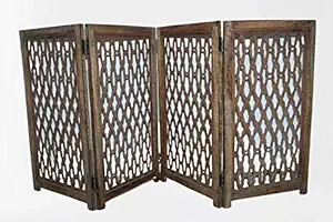 Incredible Arts Wooden Freestanding Fold-able Safety Gate for Child, Step Over Fence, Kids Safety Gate for The House, Doorway, Stairs, Extra Wide (Espresso, 24X72 inch 4 Panels)