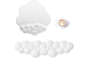 Attack Shark Zestaw Podparcia Nadgarstka Chmurka, Ergonomiczny Palm Rest Combo w Celu Złagodzenia Bólu,Miękka Podkładka Pod Myszkę z Pianką Memory Foam dla Komfortowego Pisania/Gier -Biały