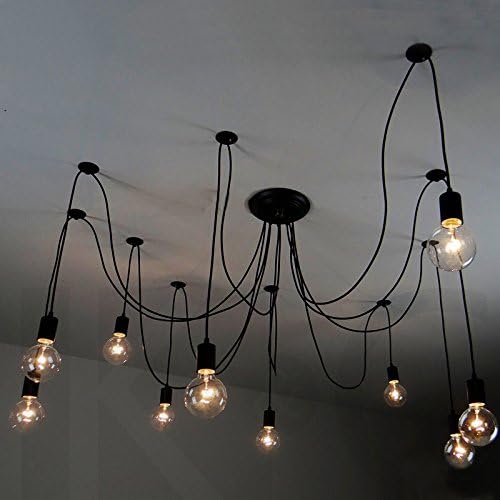 10 Bulb Lights Edison Chandelier Suspension Ceiling Pendant Lamp Fabric Cable