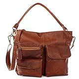  LECONI Schultertasche Ledertasche für Damen Vintage-Look echtes Leder Natur großer Shopper Lederhandtasche für DIN A4 Damentasche Frauen Handtasche 41x32x10cm braun LE0039-wax