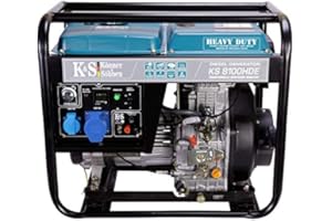 K&S KÖNNER&SÖHNEN Könner & Söhnen KS 8100HDE Generador de corriente, 14 CV, motor diésel de 4 tiempos, arranque electrónico, precalentador, AVR,1 x 16 A, 1 x 32 A (230 V) generador 6 kW