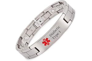 YINOX Armband für Herren, Titan, medizinisch, personalisierbar, 22 cm / 13 mm, Diabetiker-Typ 1
