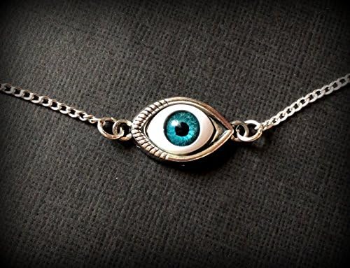 Evil Eye Necklace eyball silver tone resin