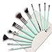DUcare Mint Green Makeup Brush Gift Set with Roll Cases for Girls (11 Pieces)