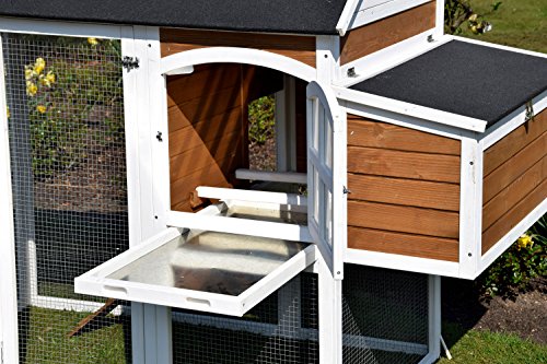 dobar 23034FSC Großer dekorativer Hühnerstall oder Kleintierstall XL mit Freigehege und 3er-Legebox, 180 x 90 x 145 cm, weiß-braun-schwarz - 7