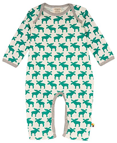 loud + proud Unisex Baby 258 Full Animal Print Footies, Green (forest Fo), 0-3 Months (Manufacturer size: 50/56)