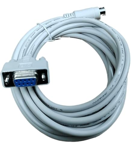 New168 10Ft Black PLC Programming Cable, 8P Mini Din Male to