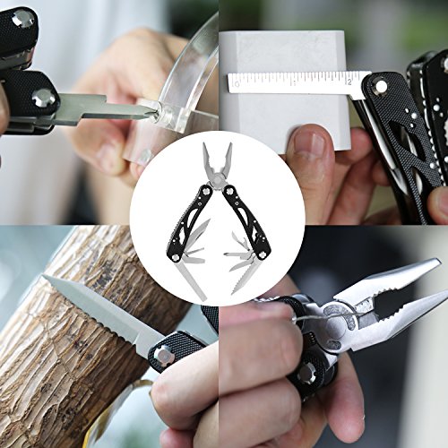 Multifunktionszange Werkzeug, VEAMA Multi Zangen Edelstahl Taschenmesser mit 11 Schrauben und NylonscheideSchwarz - 7