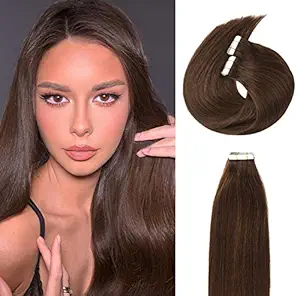 Anrosa Remy Tape in Hair Extensions Human Hair Dark Brown Skin Weft Tape in Natural Hair Extensions Invisible Remy Hair Extensions Seamless Double Sided 20 Pieces 50 Gram Per Pack Color #3 20 Inch