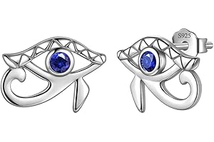 Aurora Tears Egyptian Eye of Horus Necklaces/Stud Earrings/Jewelry Set 925 Sterling Silver Evil Eye Pendant/Earring/Set Jewelry for Men and Women